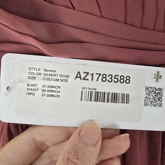 NWT Azazie Serena Chiffon Bridesmaid Dress Desert Rose Size C (10/12) Pockets - Picture 7 of 16